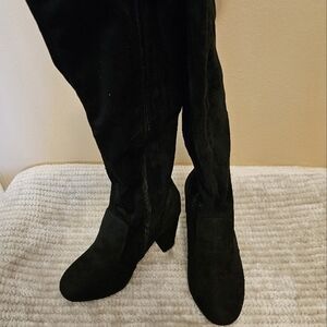 TORRID black faux suede block heel boots size 8.5W